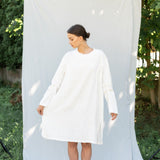 THE CITY linen dress antique white - MOO Linen Shop