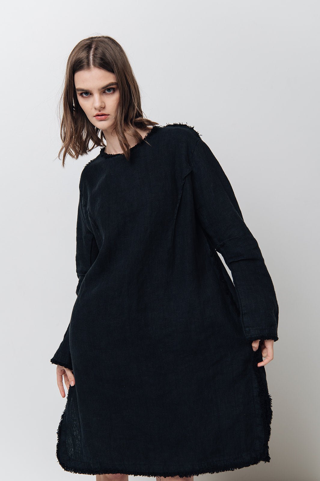 THE CITY linen dress antique white - MOO Linen Shop