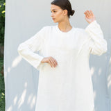 THE CITY linen dress antique white - MOO Linen Shop