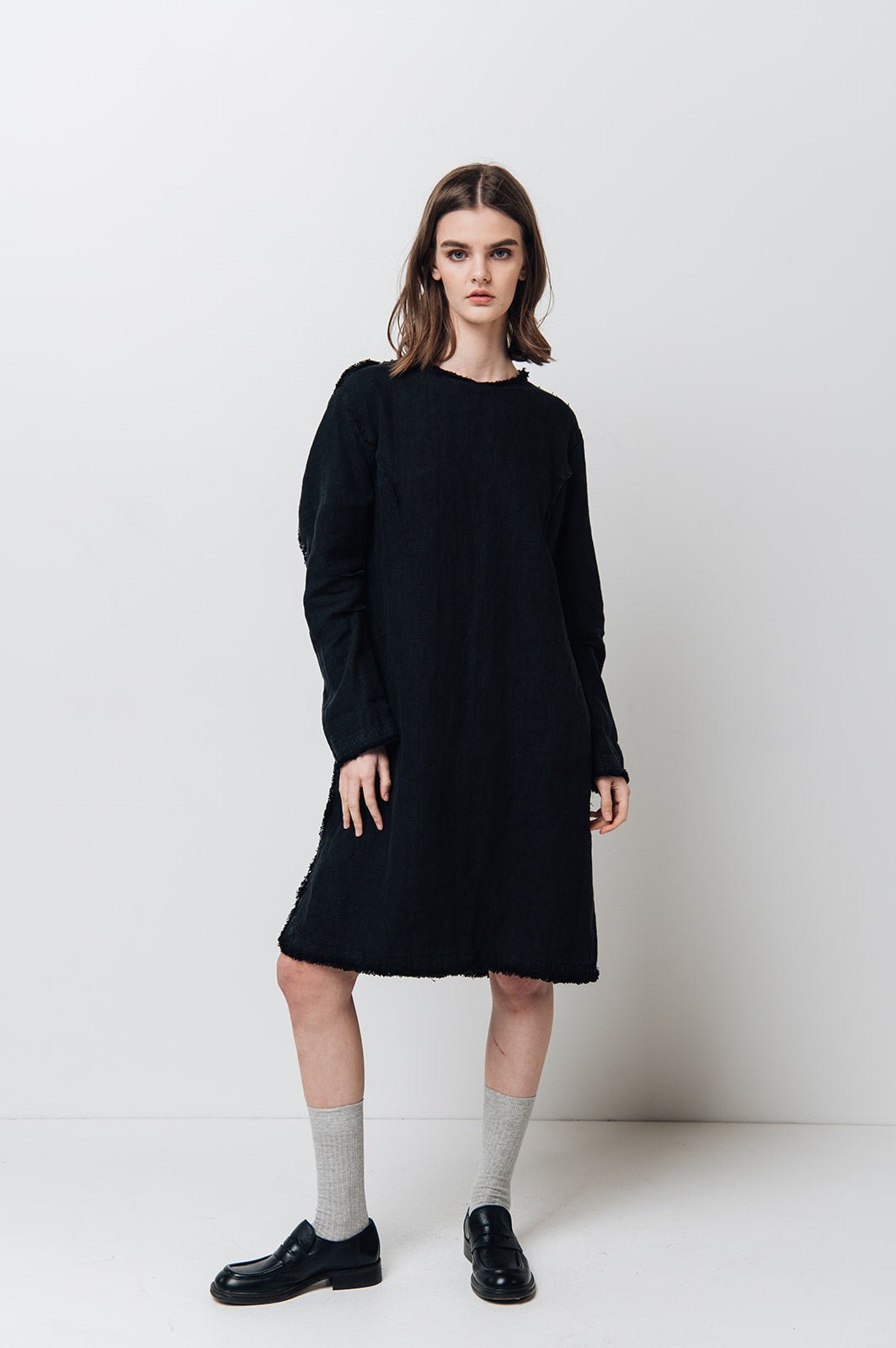 THE CITY linen dress antique white - MOO Linen Shop