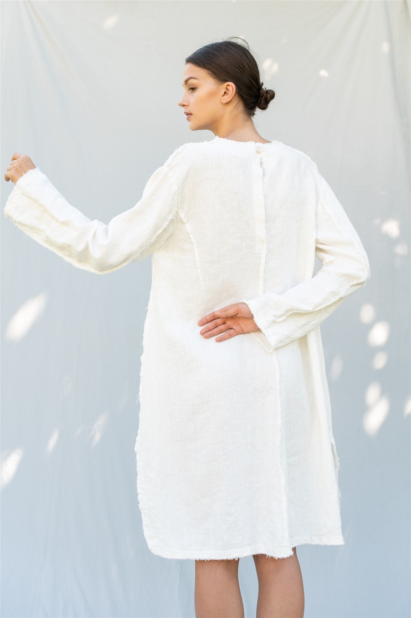 THE CITY linen dress antique white - MOO Linen Shop
