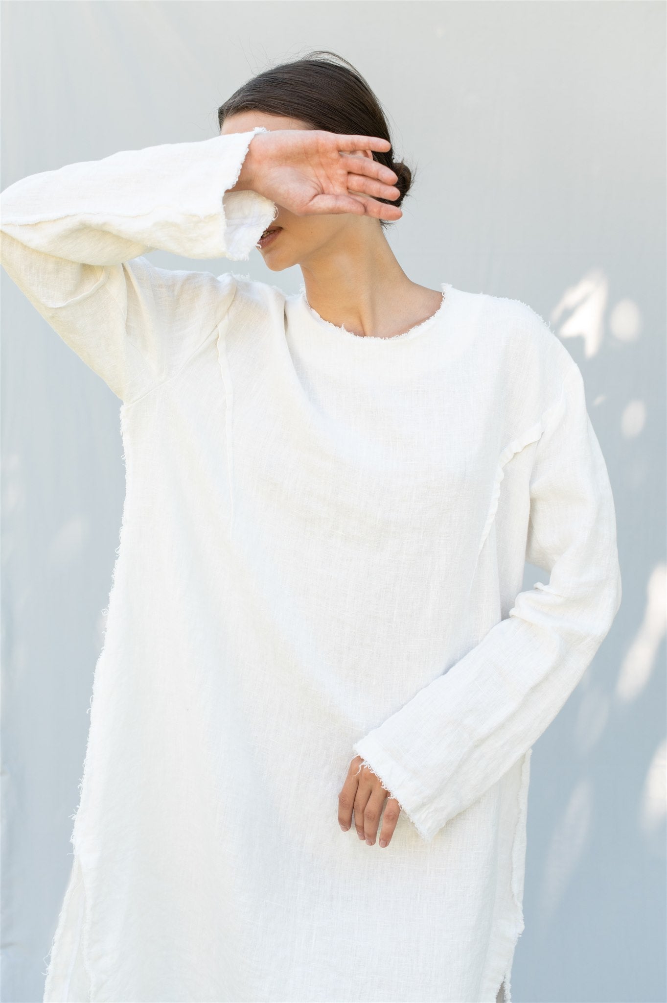 THE CITY linen dress antique white - MOO Linen Shop