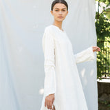 THE CITY linen dress antique white - MOO Linen Shop