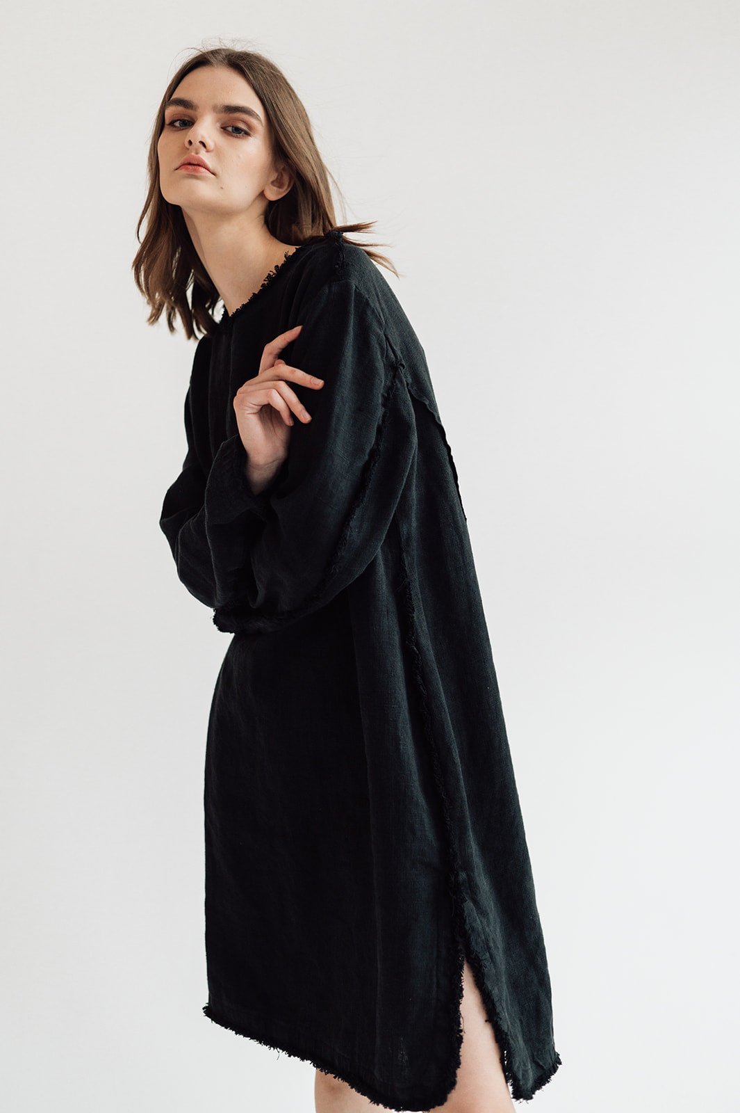 THE CITY linen dress antique white - MOO Linen Shop