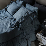 Tripple ruffled duvet cover set white - MOO Linen Shop