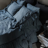 Tripple ruffled duvet cover set white - MOO Linen Shop