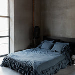 Tripple ruffled duvet cover set white - MOO Linen Shop