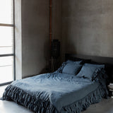 Tripple ruffled duvet cover set white - MOO Linen Shop