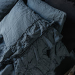 Tripple ruffled duvet cover set white - MOO Linen Shop
