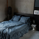 Tripple ruffled duvet cover set white - MOO Linen Shop