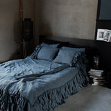 Tripple ruffled duvet cover set white - MOO Linen Shop