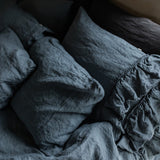 Tripple ruffled duvet cover set white - MOO Linen Shop