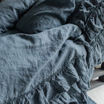 Tripple ruffled duvet cover set white - MOO Linen Shop