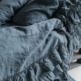 Tripple ruffled duvet cover set white - MOO Linen Shop