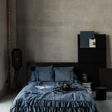 Tripple ruffled duvet cover set white - MOO Linen Shop