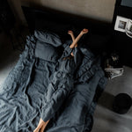 Tripple ruffled duvet cover set white - MOO Linen Shop