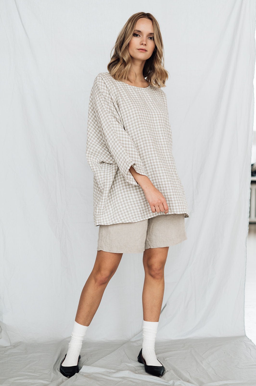 VANESSA boxy oversized shirt white - MOO Linen Shop