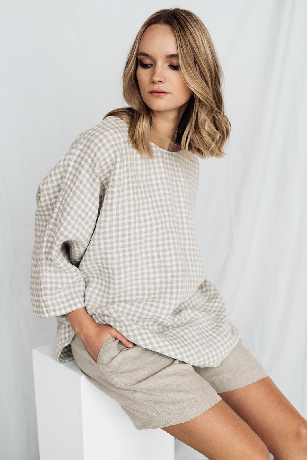 VANESSA boxy oversized shirt white - MOO Linen Shop