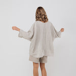 VANESSA boxy oversized shirt white - MOO Linen Shop