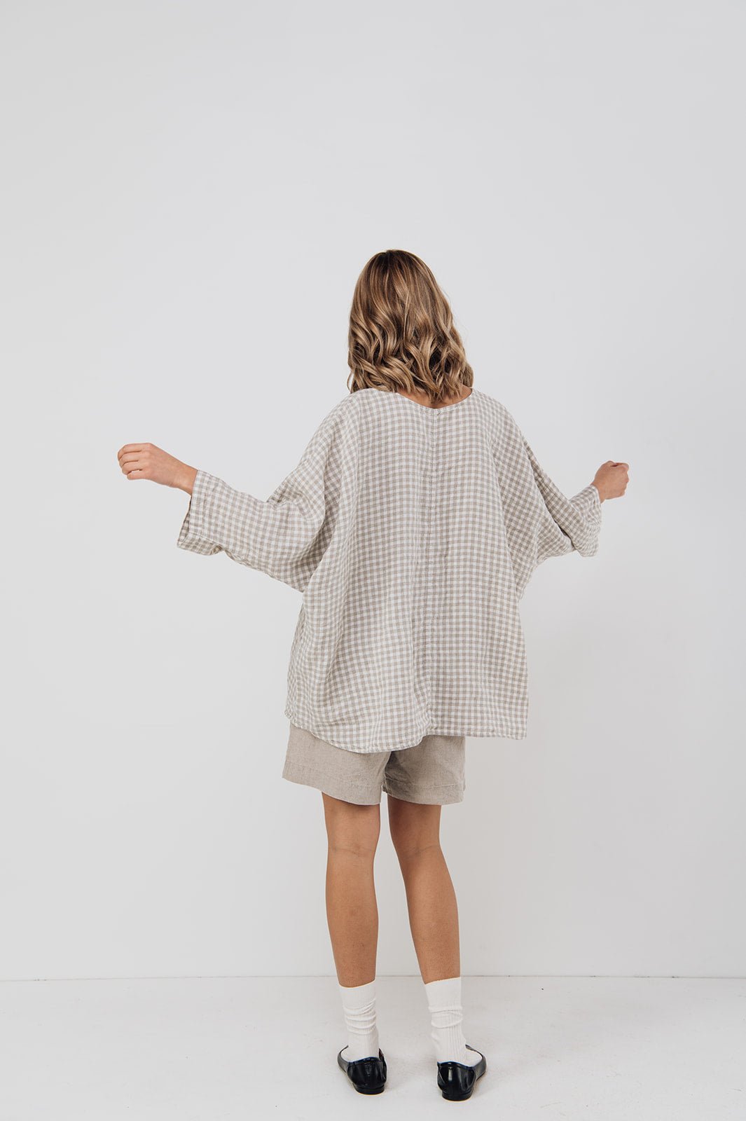 VANESSA boxy oversized shirt white - MOO Linen Shop