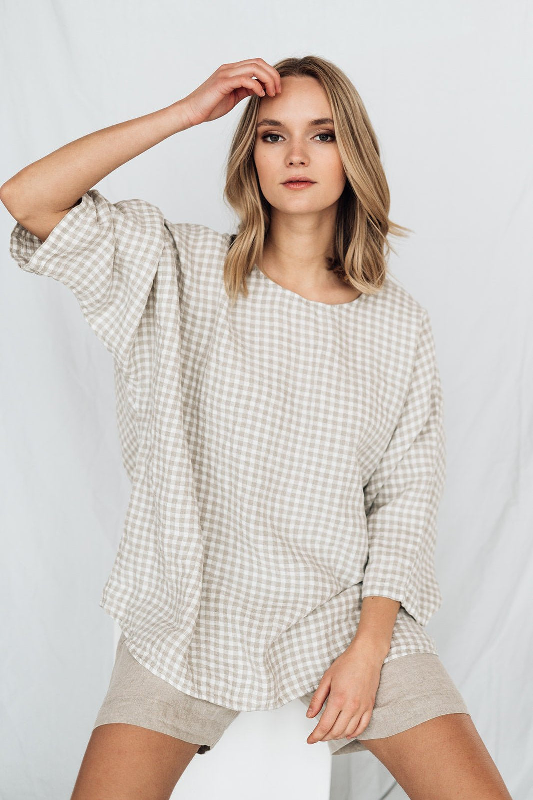 VANESSA boxy oversized shirt white - MOO Linen Shop