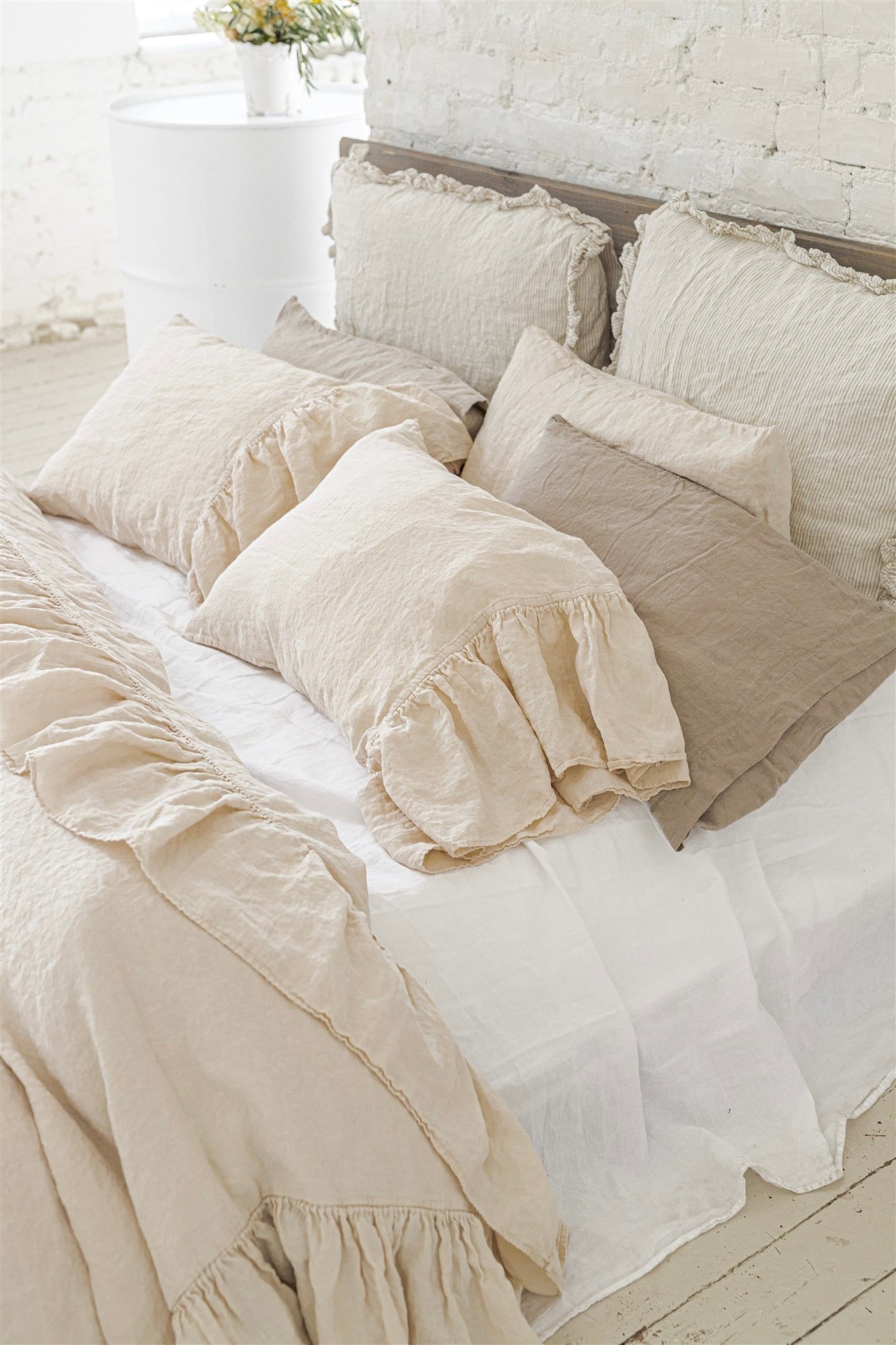 Washed Linen duvet cover set CREAM DREAM white - MOO Linen Shop