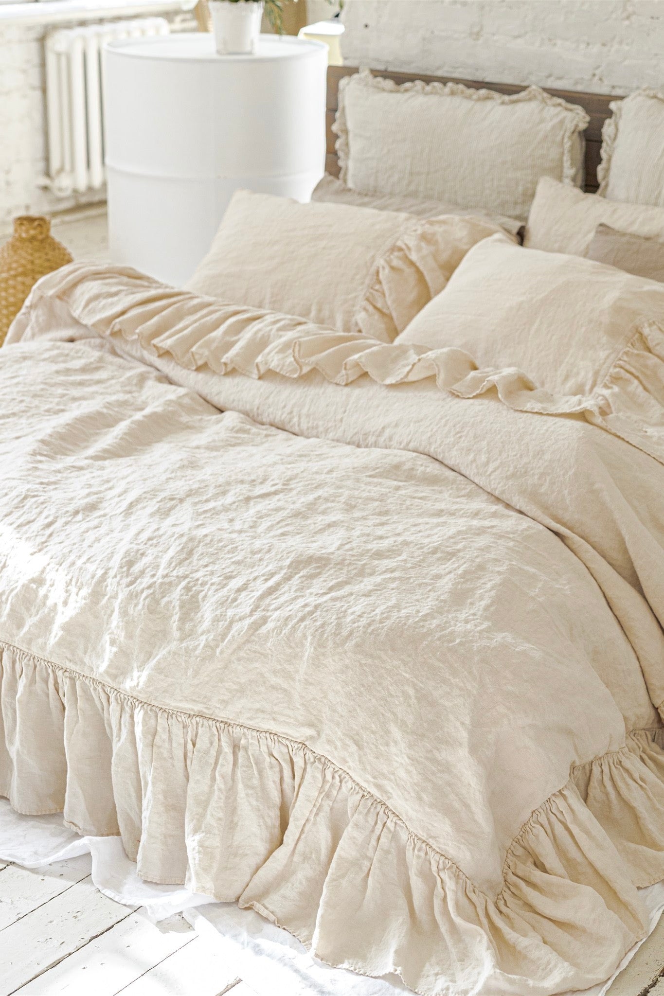Washed Linen duvet cover set CREAM DREAM white - MOO Linen Shop