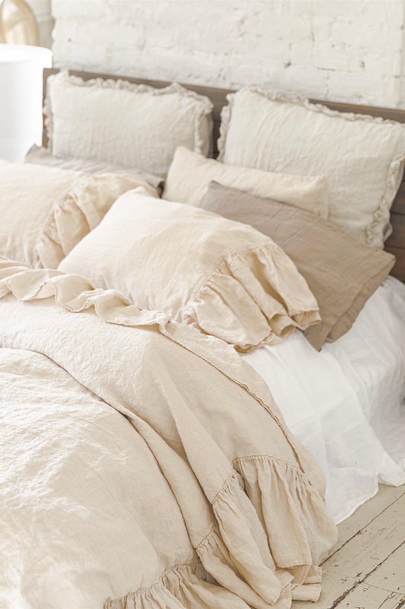 Washed Linen duvet cover set CREAM DREAM white - MOO Linen Shop