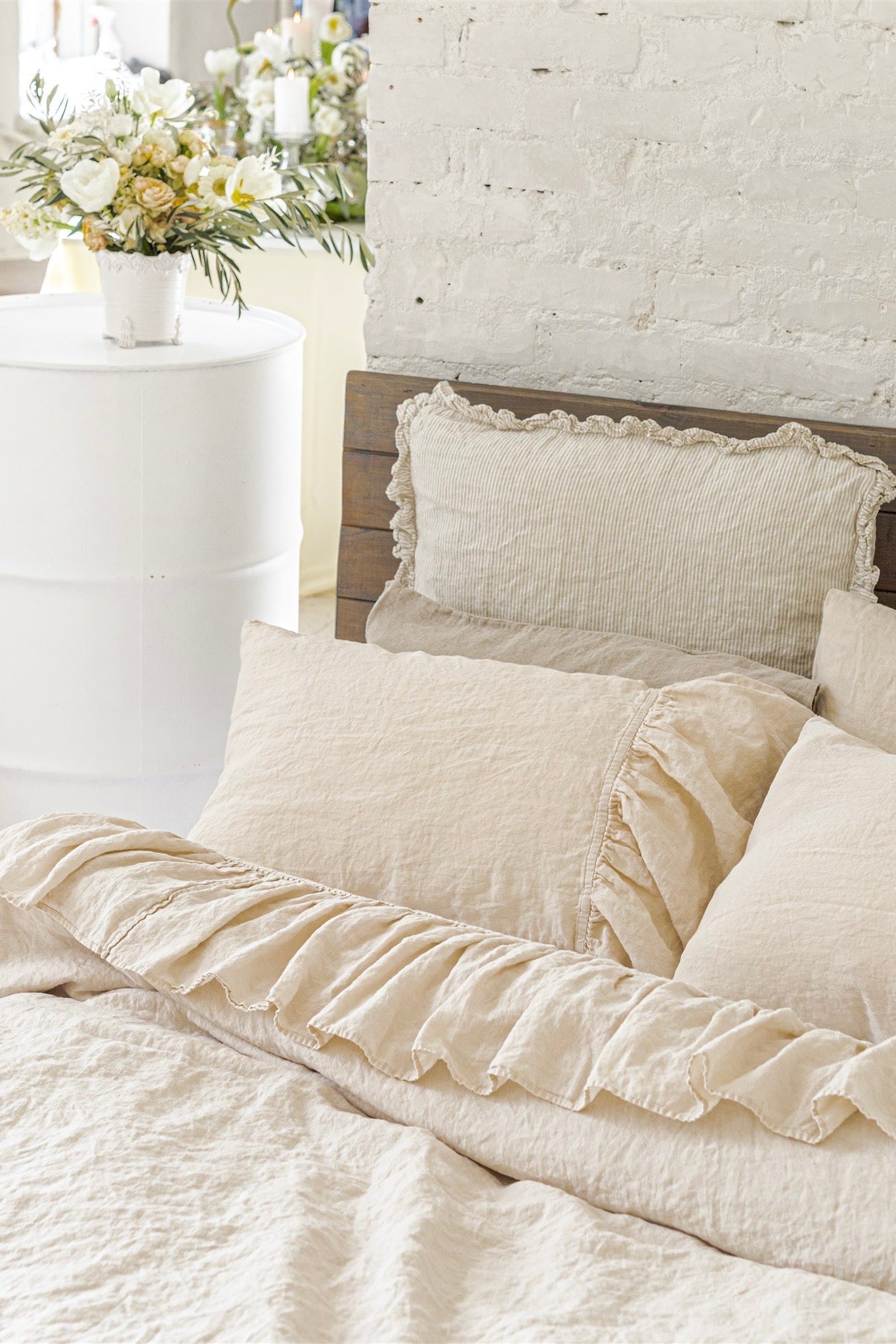 Washed Linen duvet cover set CREAM DREAM white - MOO Linen Shop