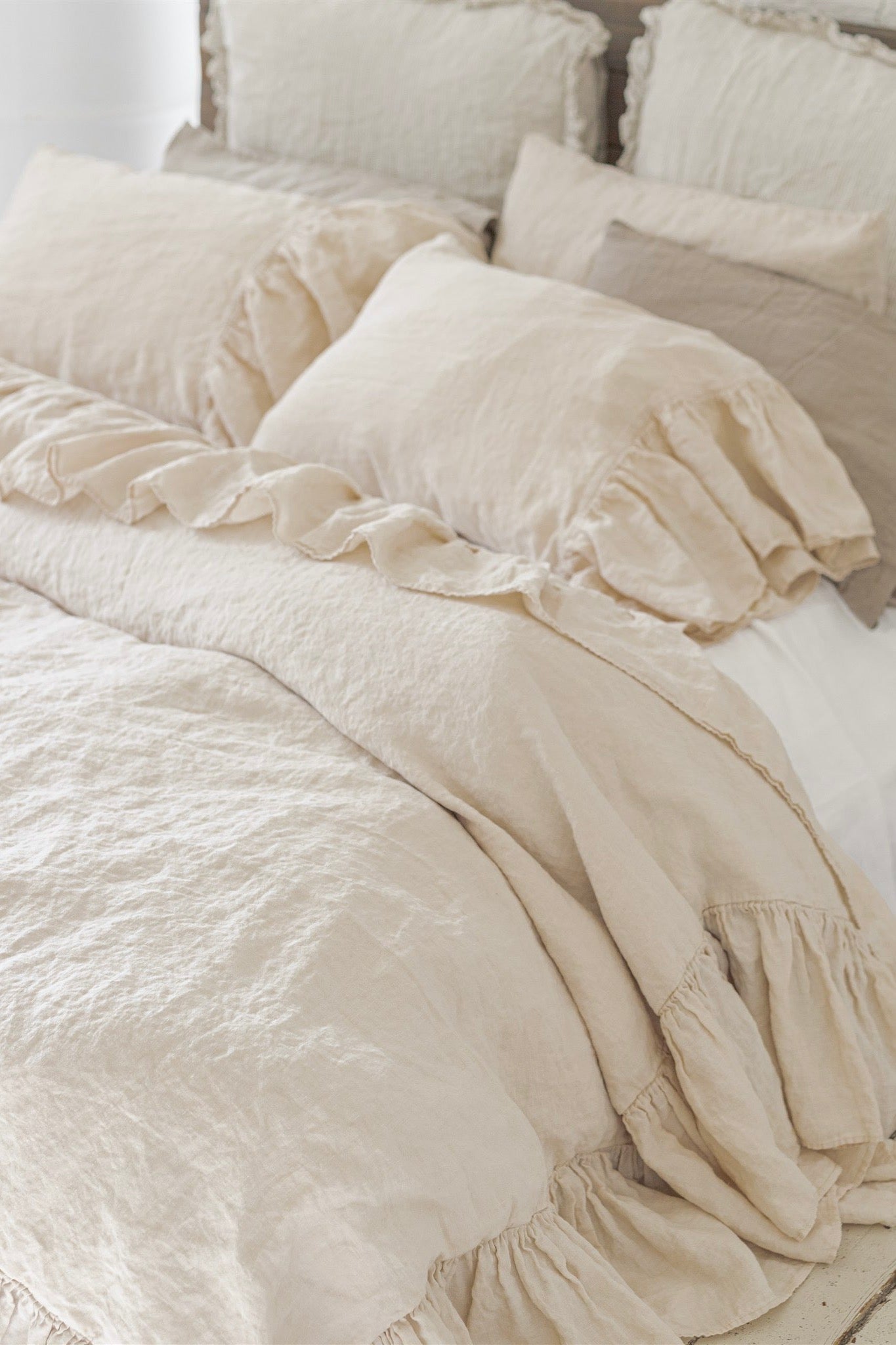 Washed Linen duvet cover set CREAM DREAM white - MOO Linen Shop