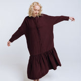 ZAIGA oversized linen dress ebony brown - MOO Linen Shop