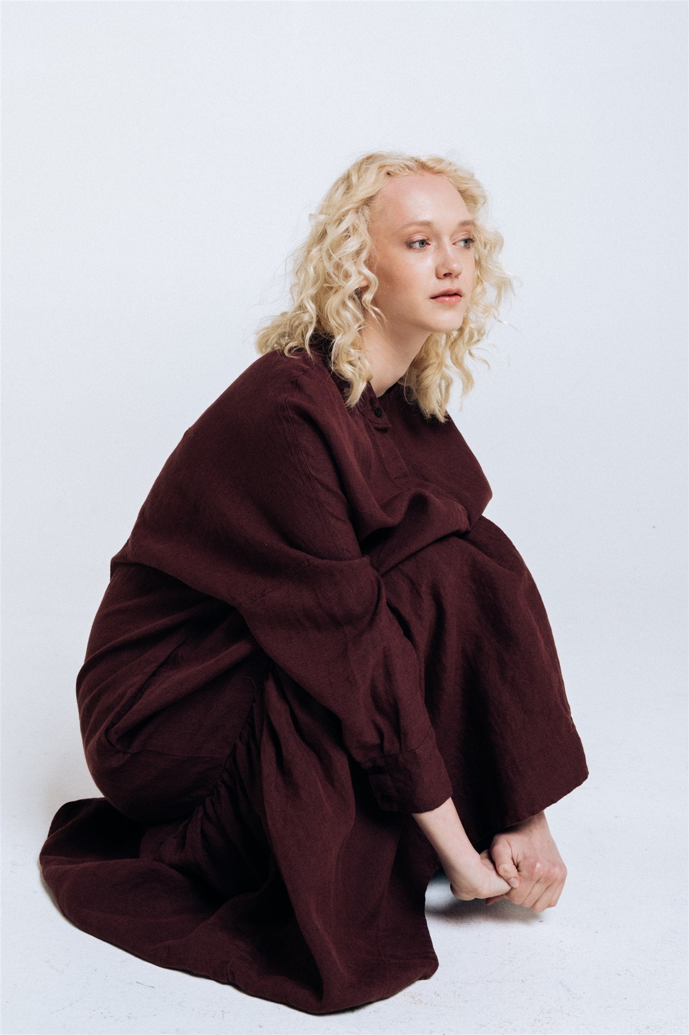 ZAIGA oversized linen dress ebony brown - MOO Linen Shop