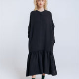 ZAIGA oversized linen dress charcoal - MOO Linen Shop