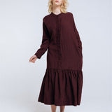 ZAIGA oversized linen dress ebony brown - MOO Linen Shop