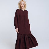 ZAIGA oversized linen dress ebony brown - MOO Linen Shop