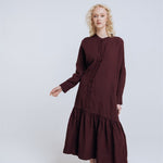 ZAIGA oversized linen dress ebony brown - MOO Linen Shop