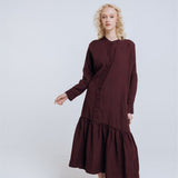 ZAIGA oversized linen dress ebony brown - MOO Linen Shop