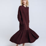 ZAIGA oversized linen dress ebony brown - MOO Linen Shop