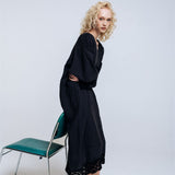 ZAIGA oversized linen dress charcoal - MOO Linen Shop