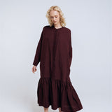 ZAIGA oversized linen dress ebony brown - MOO Linen Shop