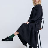ZAIGA oversized linen dress charcoal - MOO Linen Shop