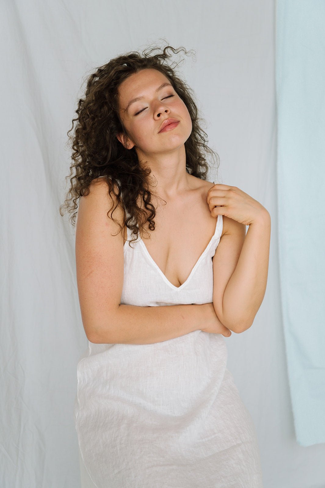 ZOOM beach strap dress cream - MOO Linen Shop