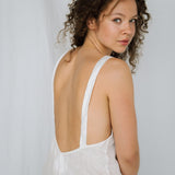 ZOOM beach strap dress cream - MOO Linen Shop