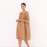 STELLAR off the shoulder dress camel - MOO Linen Shop
