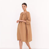 STELLAR off the shoulder dress camel - MOO Linen Shop
